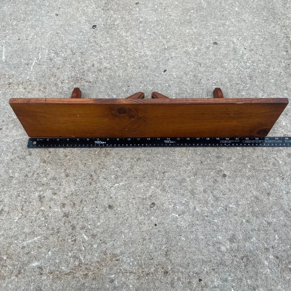 Vintage Rustic Wood Heart Wall Shelf Floating Farmhouse Brown 24 Inch Handmade